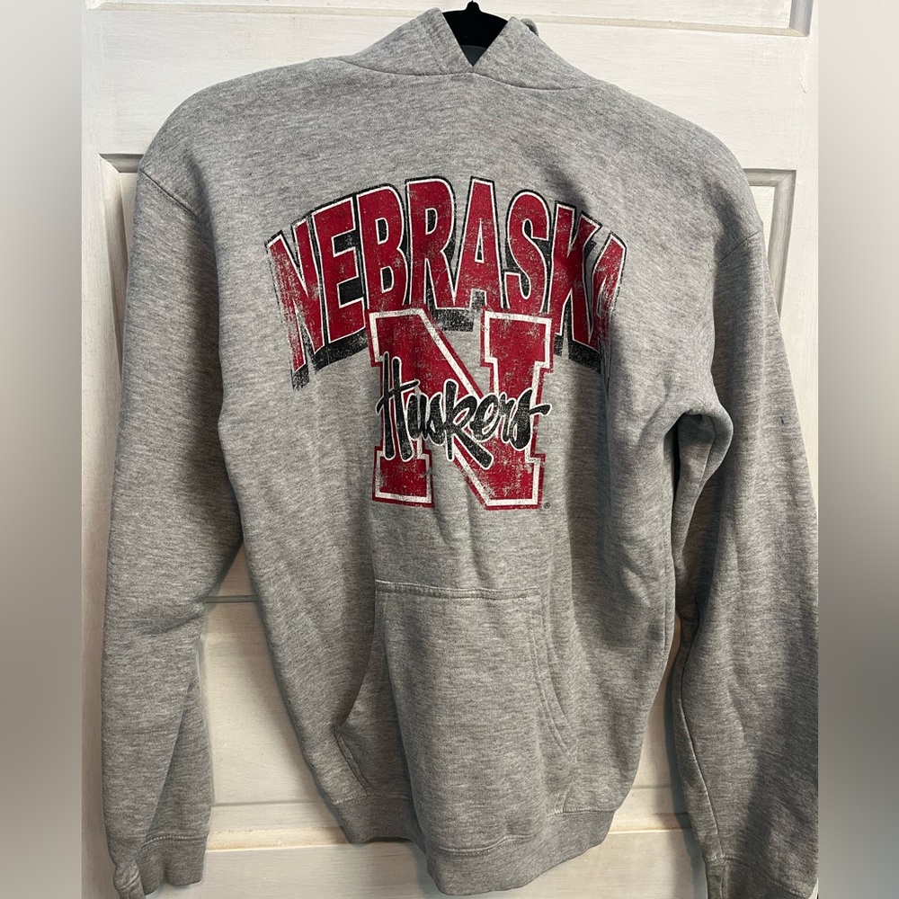 Gray huskers hoodie